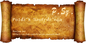 Polák Szofrónia névjegykártya